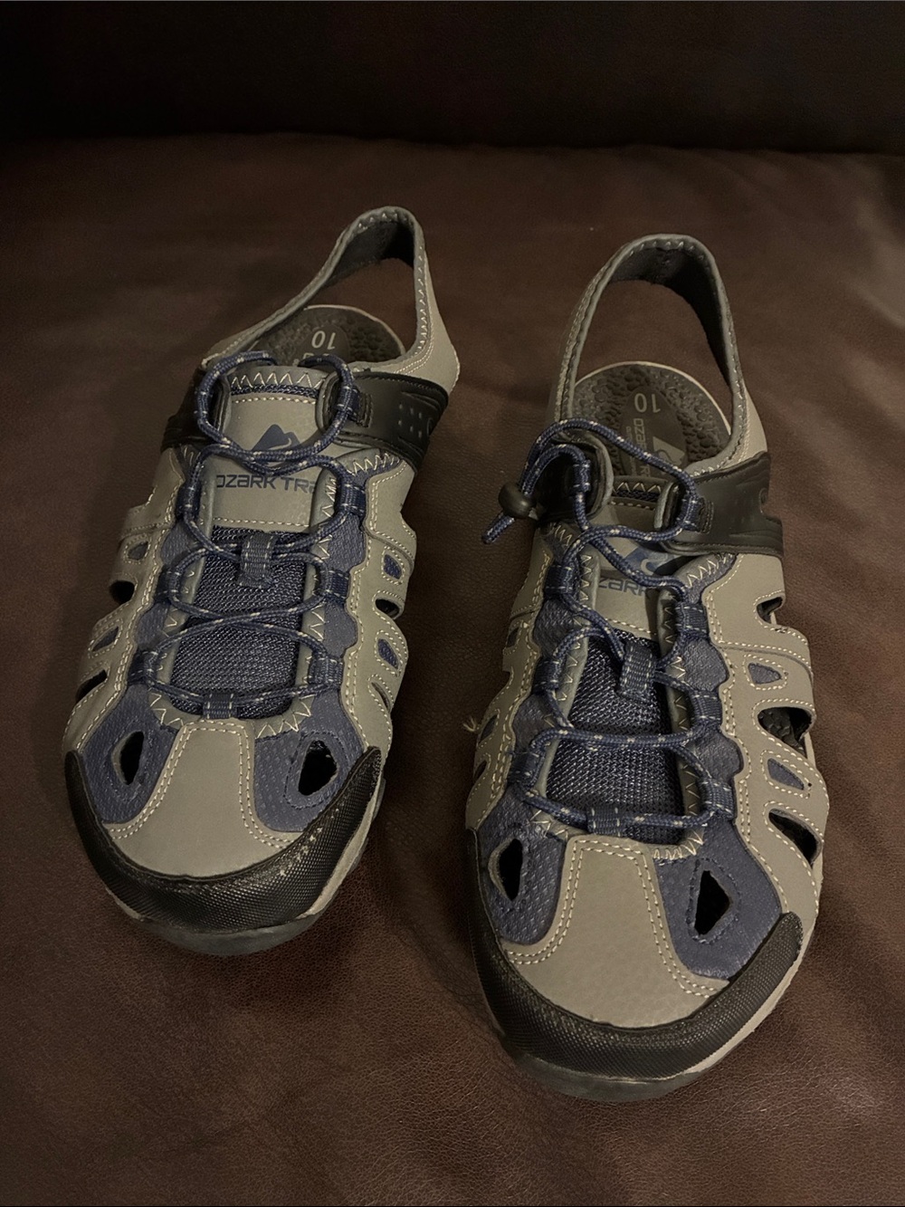 Ozark Trail Men's Gray and Navy Quick-Lace Outdoor Sandals Size 10